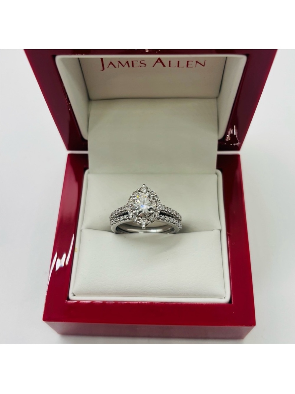 1.95 CTW James Allen Platinum Diamond Engagement & Wedding Ring Set Size 7